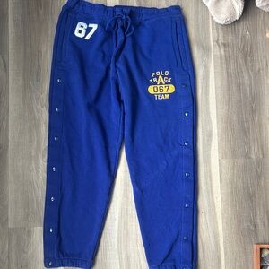 Polo Ralph Lauren blue "Polo Track Team 067" double-knit tear-away pants snap XL